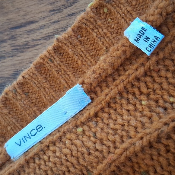 Vince Cashmere Burnt Orange Cable Knit Shrug Poncho Sweater - Picture 4 of 8
